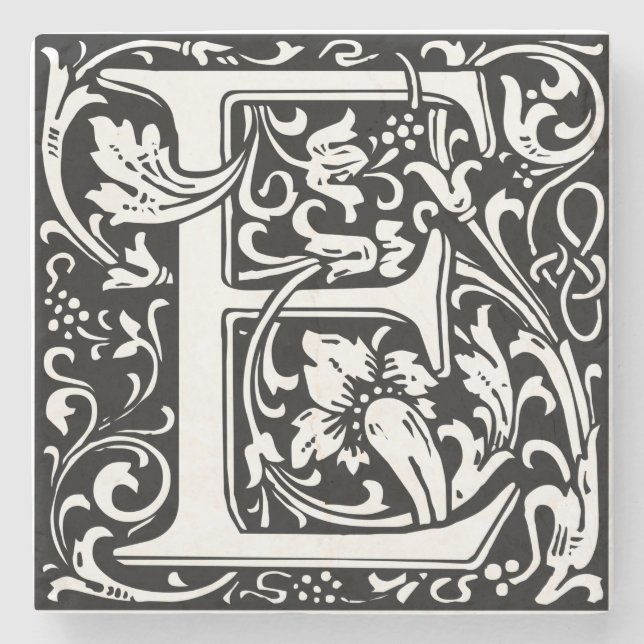 Brev E Medieval Monogram Art nouveau Underlägg Sten (Framsidan)