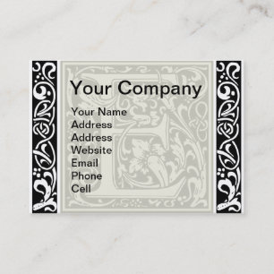 Brev E Medieval Monogram Art nouveau Visitkort
