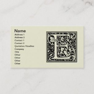Brev E Medieval Monogram Art nouveau Visitkort