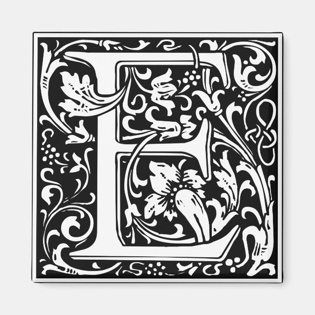 Brev E Medieval Monogram Vintage Inledande Magnet (Framsidan)