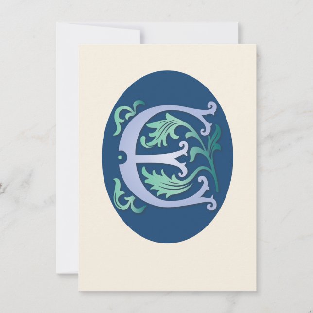 Brev E Monogram Fleur de lis Inbjudningar (Framsida)