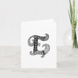 Brev E Monogram i svartvitt Anteckningskort