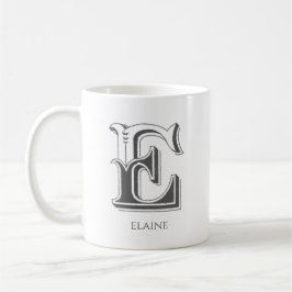 Brev E Monogram Modern Namn-kaffe Mugg