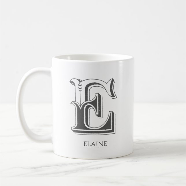 Brev E Monogram Modern Namn-kaffe Mugg (Vänster)