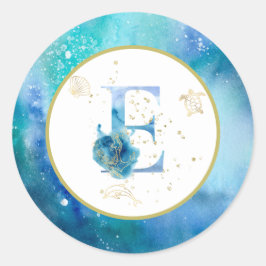 *~* BREV E - Nautical Beach Kuvert Sticker Runt Klistermärke