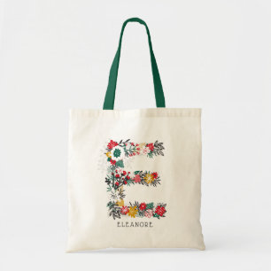 BREV E   Whimsique Blommigt Brev Monogram I Tygkasse