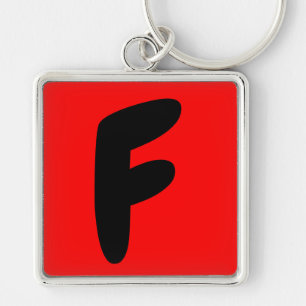 brev f, abeceddario, initial fyrkantig silverfärgad nyckelring