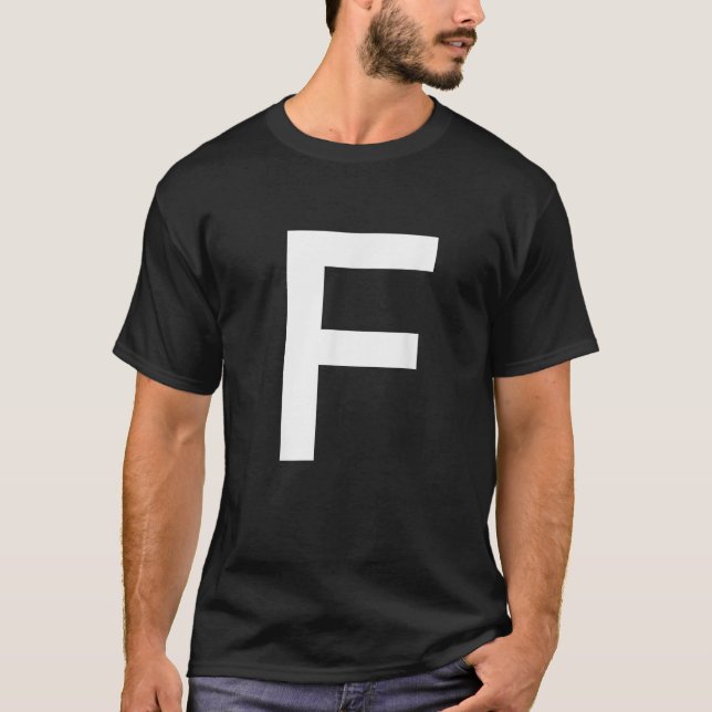 Brev F Alphabet Initial Monogram T Shirt (Framsida)