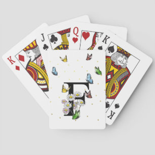 Brev F Blommigt Butterfly Monogram Initial Casinokort