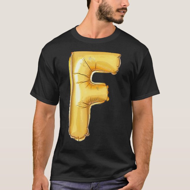 Brev F Capital Alphabet Camouflage Initial T Shirt (Framsida)