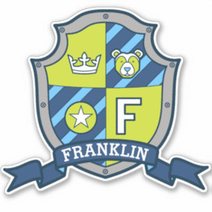 Brev F, eget namn Franklin ridghts, vapensköld Klistermärken