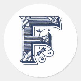 Brev ’F’-Elegant Embroized Runt Klistermärke