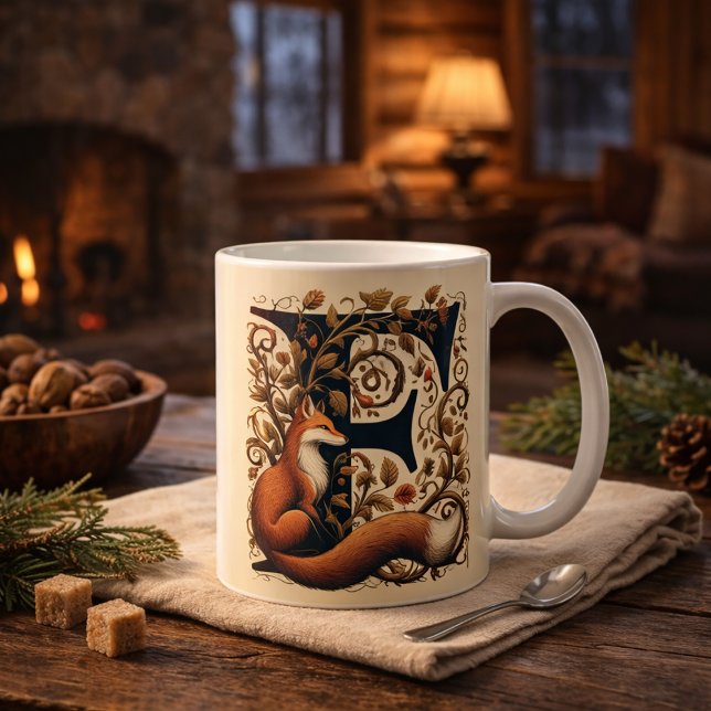 Brev F Fox and Fauna - Personalisera Kaffemugg (Skapare uppladdad)