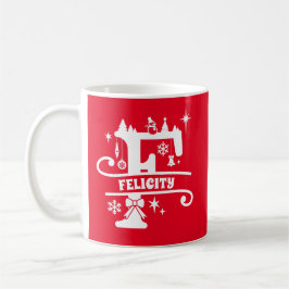 Brev F jul Monogram Initial Namn Red Kaffemugg