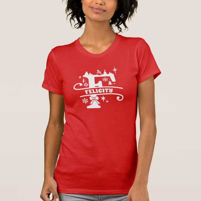 Brev F jul Monogram Initial Namn Red T Shirt (Framsida)