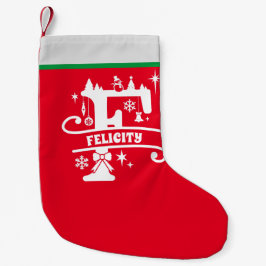 Brev F jul Monogram Initial Namn Red White Liten Julstrumpa