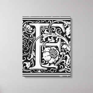Brev F Medieval Monogram Art nouveau Canvastryck