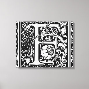 Brev F Medieval Monogram Art nouveau Canvastryck