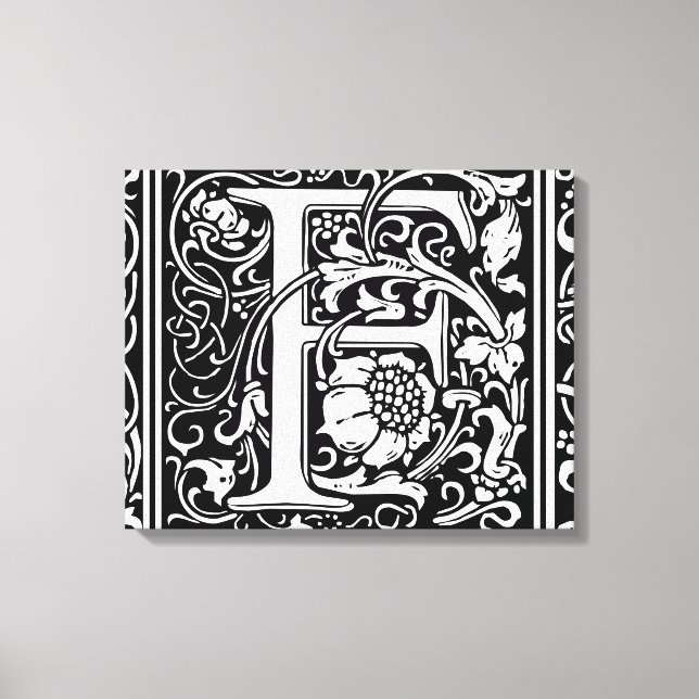 Brev F Medieval Monogram Art nouveau Canvastryck (Framsida)