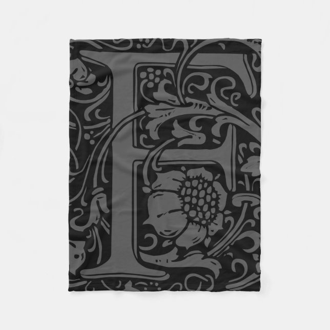 Brev F Medieval Monogram Art nouveau Fleecefilt (Framsidan)