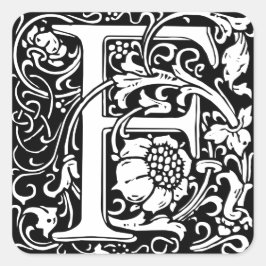 Brev F Medieval Monogram Art nouveau Fyrkantigt Klistermärke