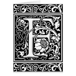 Brev F Medieval Monogram Art nouveau Hälsningskort