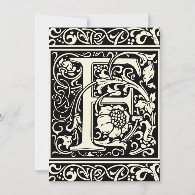 Brev F Medieval Monogram Art nouveau Inbjudningar (Framsida)