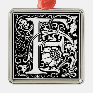 Brev F Medieval Monogram Art nouveau Julgransprydnad Metall