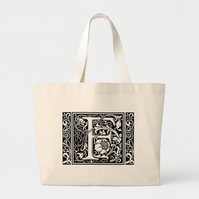 Brev F Medieval Monogram Art nouveau Jumbo Tygkasse (Framsidan)