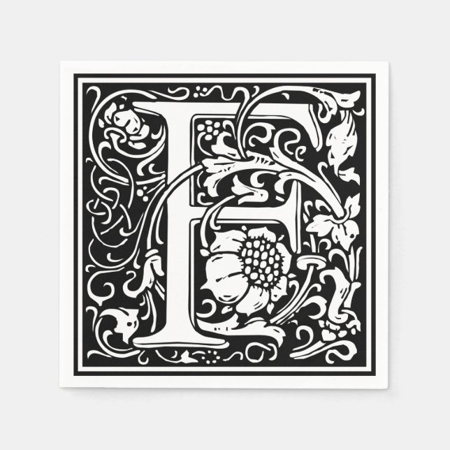 Brev F Medieval Monogram Art nouveau Pappersservett (Framsidan)