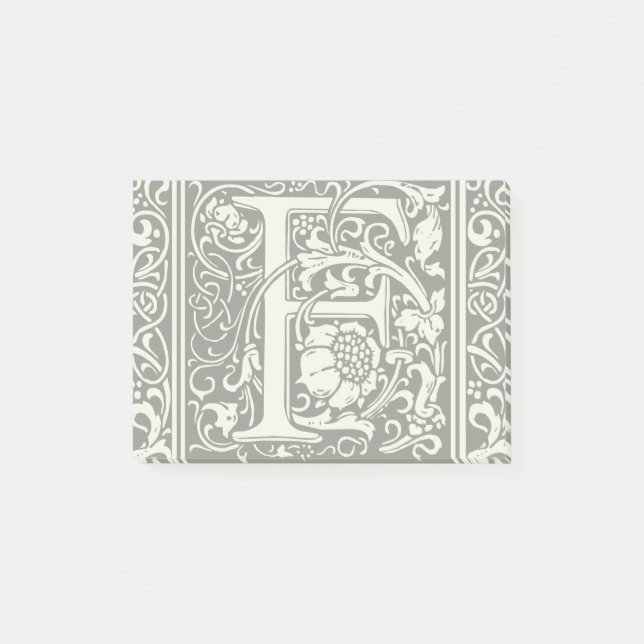 Brev F Medieval Monogram Art nouveau Post-it Block (Framsida)