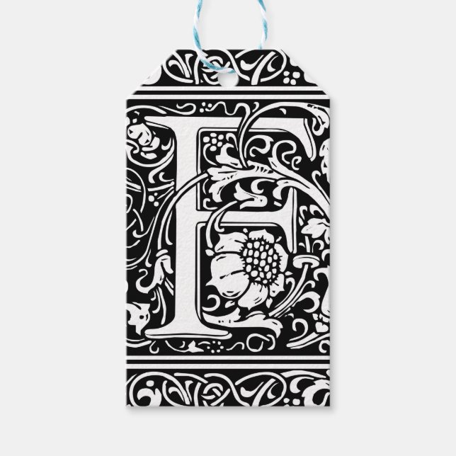 Brev F Medieval Monogram Art nouveau Presentetikett (Framsidan)