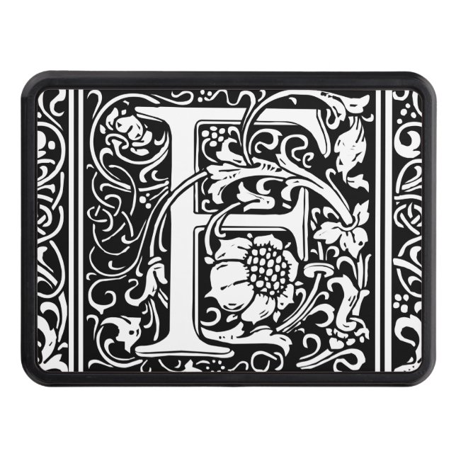 Brev F Medieval Monogram Art nouveau Skydd För Dragkrok (Framsidan)