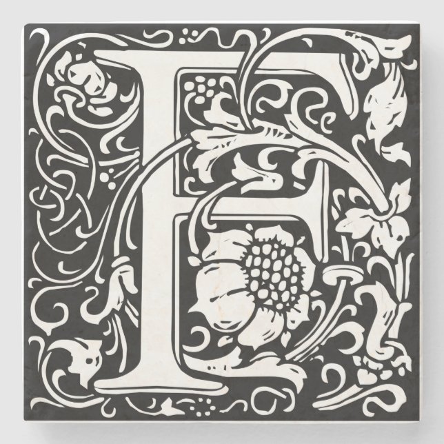 Brev F Medieval Monogram Art nouveau Stenunderlägg (Framsidan)