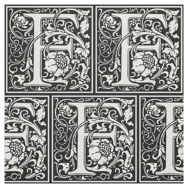 Brev F Medieval Monogram Art nouveau Tyg (Provkarta)