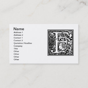 Brev F Medieval Monogram Art nouveau Visitkort