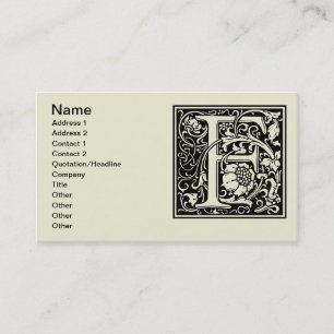 Brev F Medieval Monogram Art nouveau Visitkort