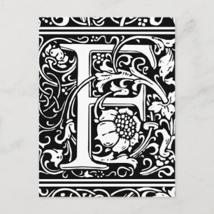 Brev F Medieval Monogram Art nouveau Vykort