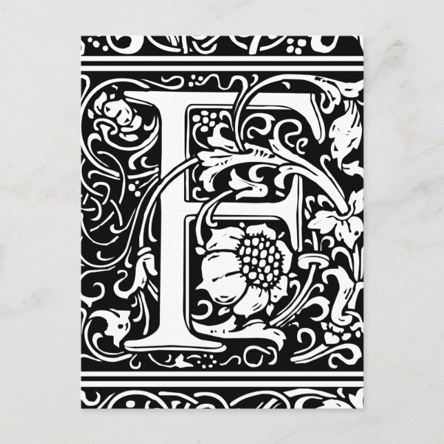 Brev F Medieval Monogram Art nouveau Vykort (Framsida)