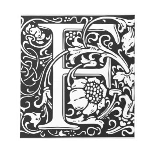 Brev F Medieval Monogram Vintage Inledande Anteckningsblock