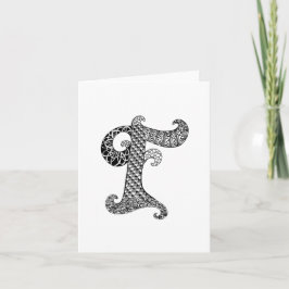 Brev F Monogram i svartvitt Anteckningskort