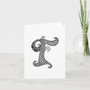 Brev F Monogram i svartvitt Anteckningskort
