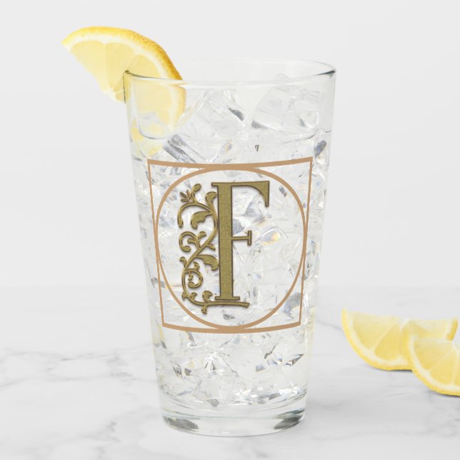 BREV F MONOGRAM Vackert Bröllop New Home Gift Glaskopp (Framsida Ice)