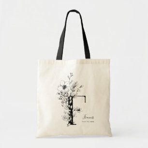 Brev F Organic Farmhouse Rustic Monogrammed Tygkasse