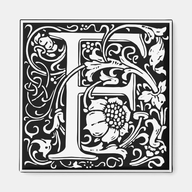 Brev F Vintage för medeltida monogram Magnet (Framsidan)