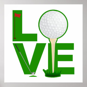 Brev för grönt för KÄRLEKGolftryck Poster