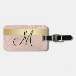 Brev för Monogram för elegant rosamarmor initialt Bagagebricka