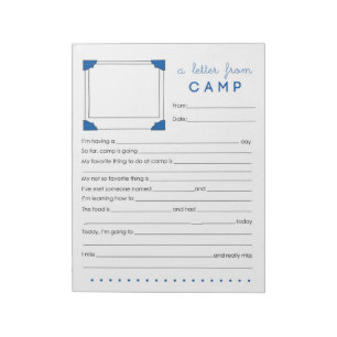 Brev för pojkelägerbrevpapper från läger anteckningsblock