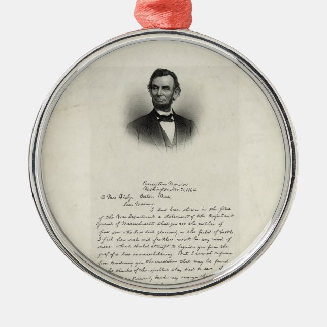 Brev från Abraham Lincoln Julgransprydnad Metall (Framsidan)