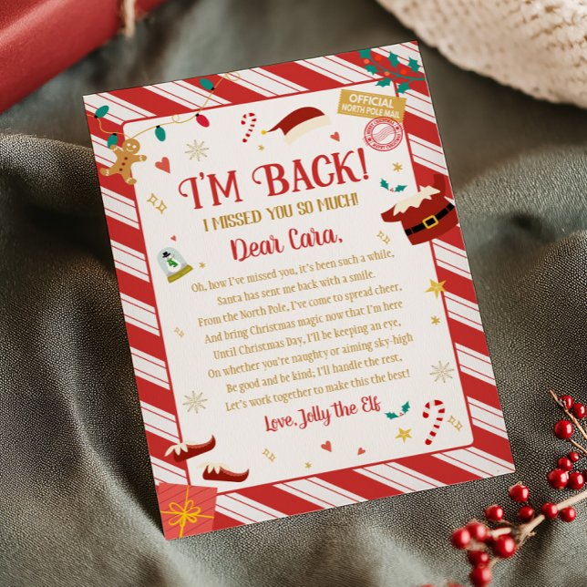 Brev från Brev-kortet för Elf-jul Inbjudningar (Christmas Letter from Elf Arrival Letter Card)